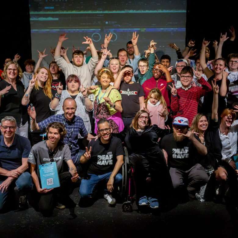 Group of Deaf Academy students with everyone involved on the day